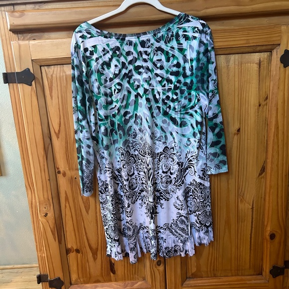 Laura‎ Ashley Bora Bora Printed Sequin Tunic Top Women's Size Large - Picture 5 of 8